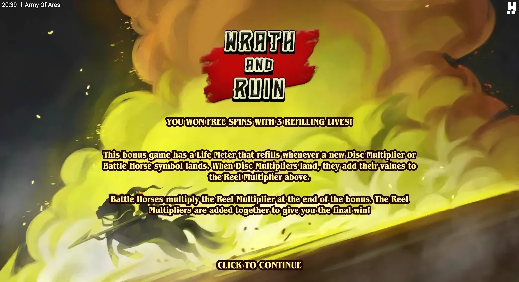 Army of Ares Wrath and Ruin Bonus